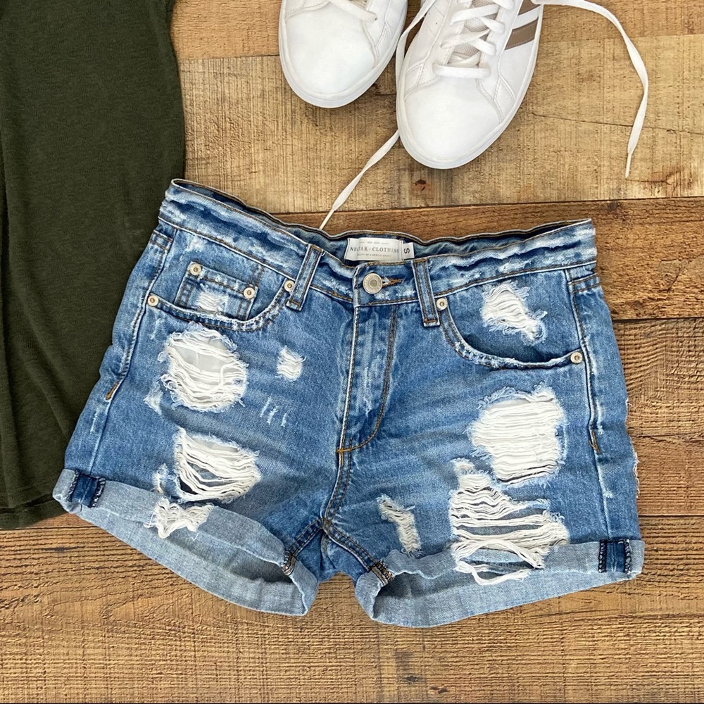 Shorts Denim Jean Distressed Destroyed Denim SHORTS by Nectar Clothing